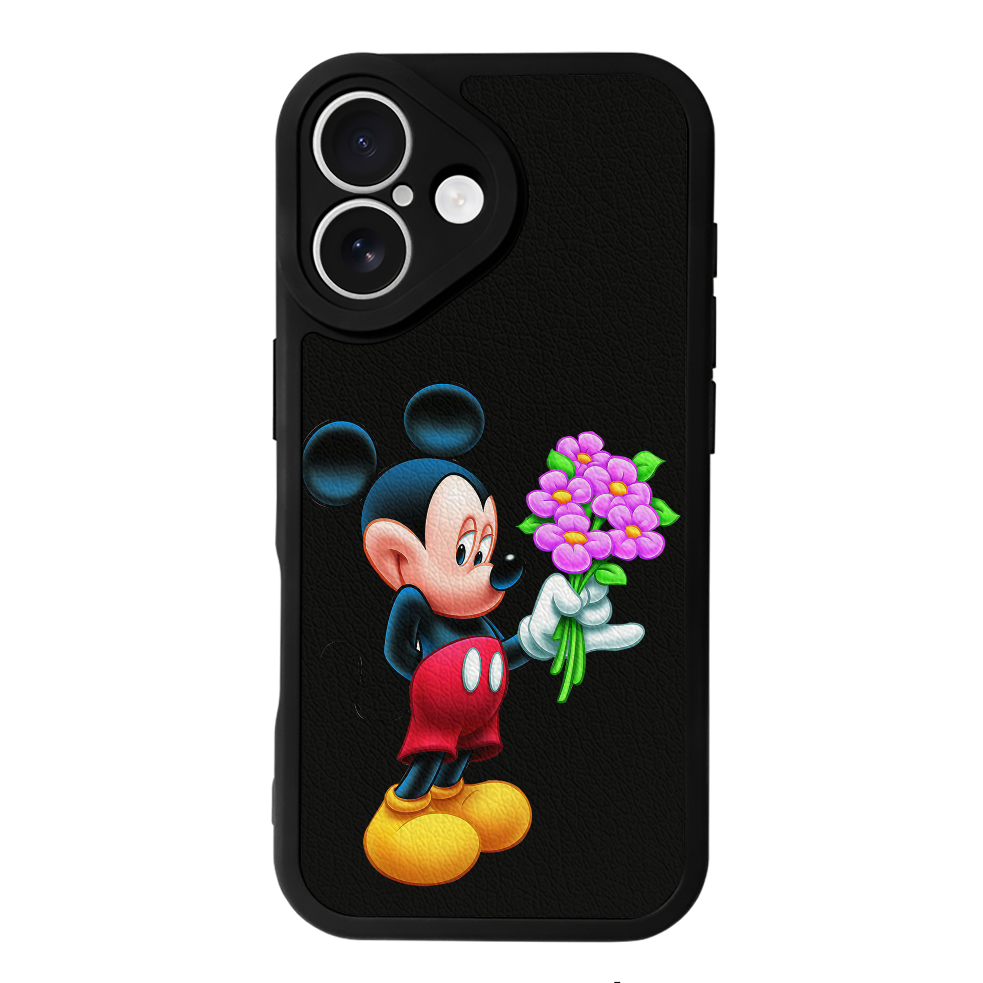 （画像用） ミッキーマウス Mickey Mouse 【iPhone 16シリーズ対応】シリコンスマホケース（レザー調） 材質：シリコン